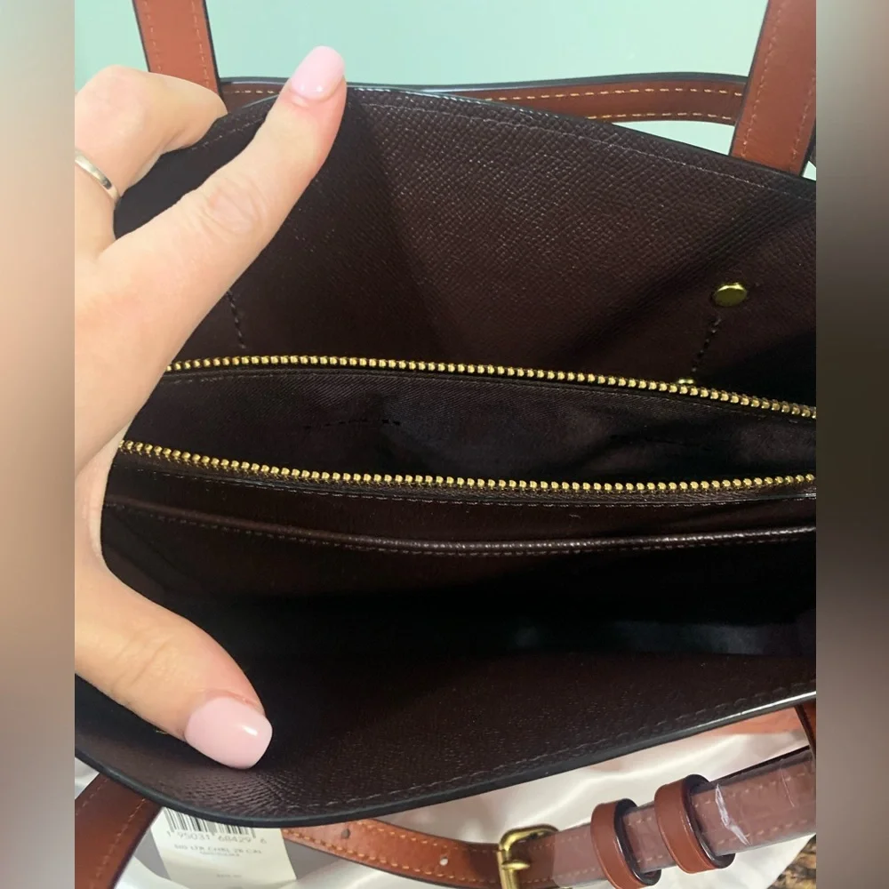 Coach Embossed Leather Bag in Rich Brown - Picture 5 of 11